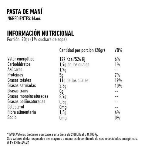 PASTA DE MANI 350 gr ODDI'S info nutri